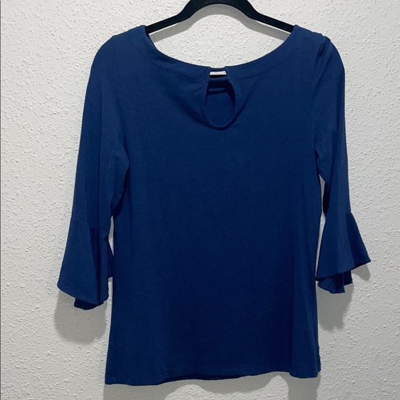 Lilly Pulitzer Navy Blouse with Flared Sleeves - Picture 6 of 7